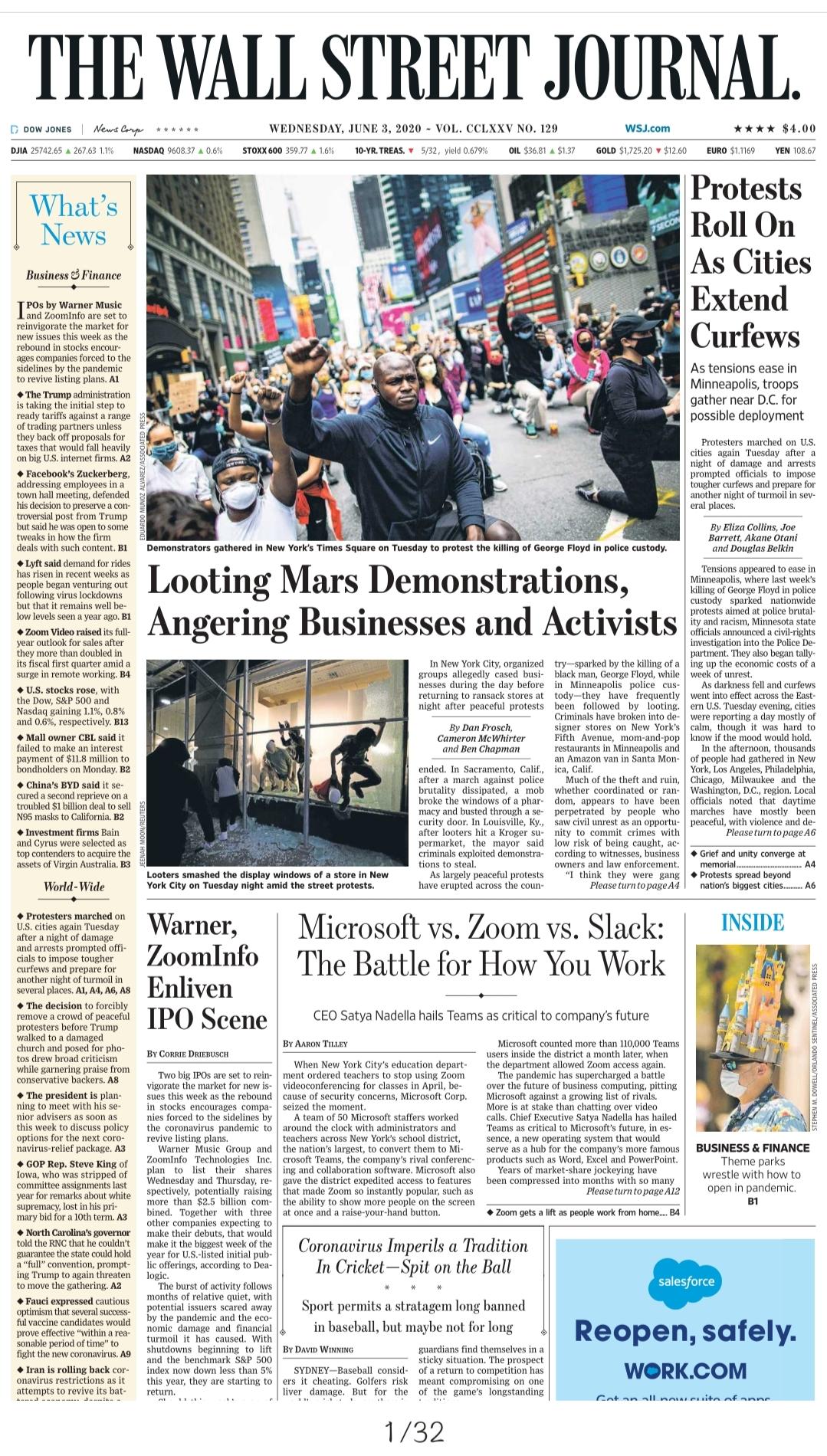 THE WALL STREET JOURNAL JUN 3, 2020