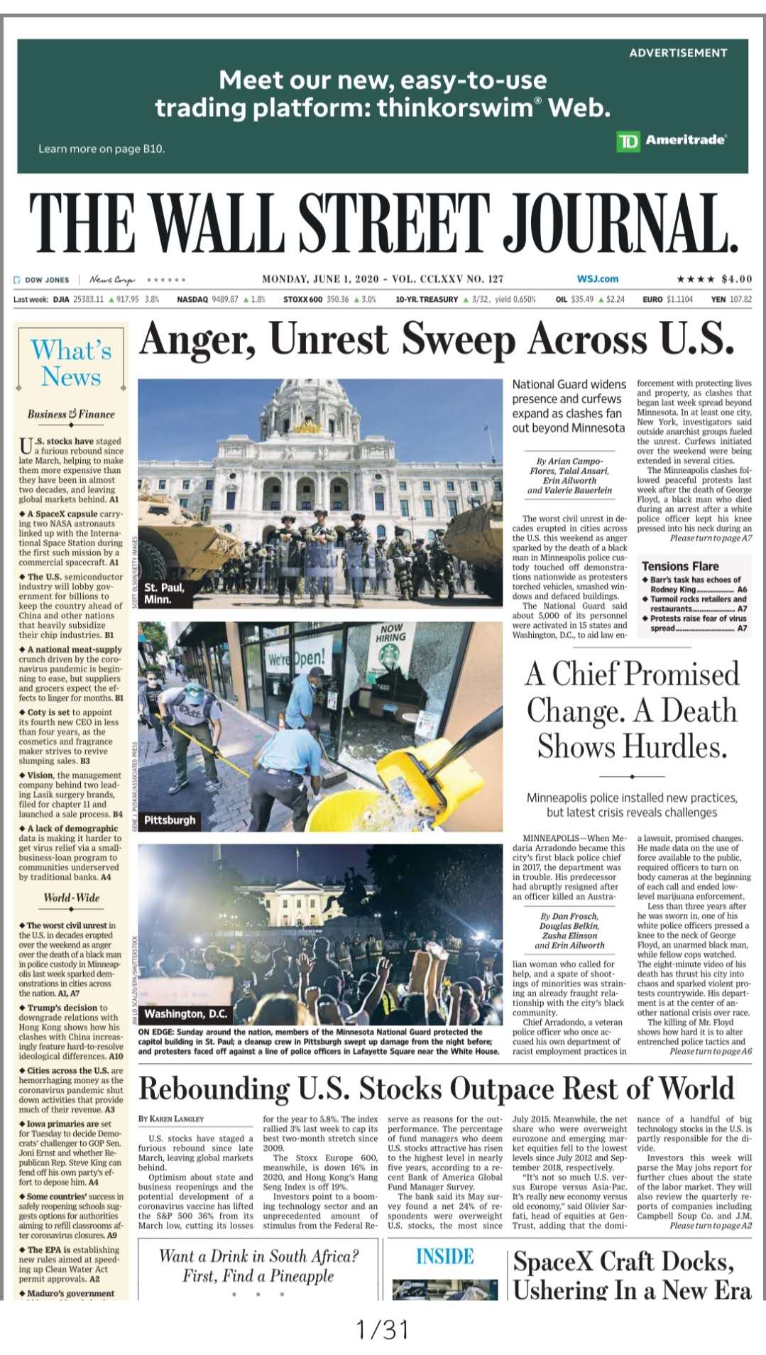 THE WALL STREET JOURNAL JUN 1, 2020