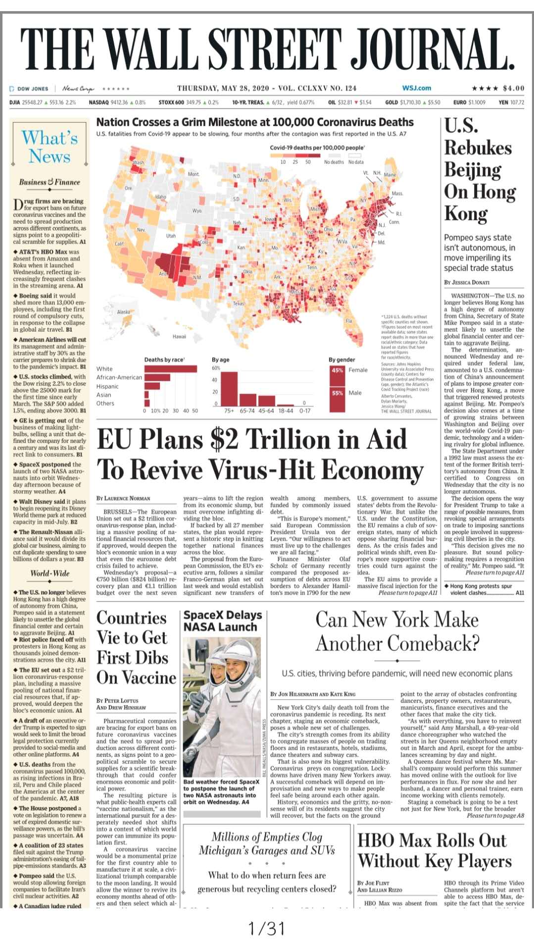 THE WALL STREET JOURNAL MAY 28, 2020